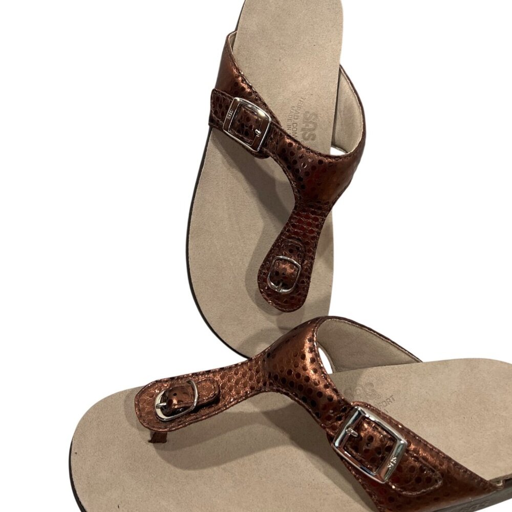 SAS Sanibel Bronze thong comfort sandal WOMEN 11M NEW $99